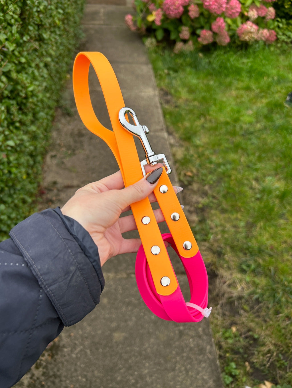 Two Tone Biothane Lead in Passion Pink and Peach