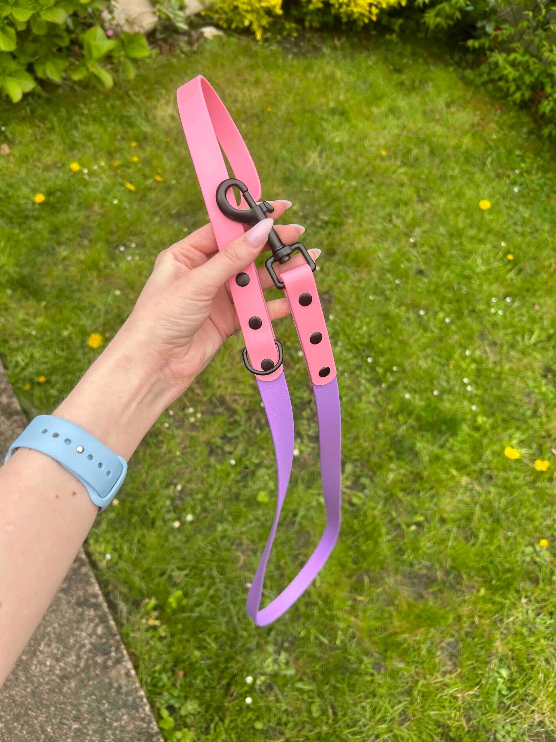 Two Tone Biothane Lead in Amethyst and Pastel Pink image 0