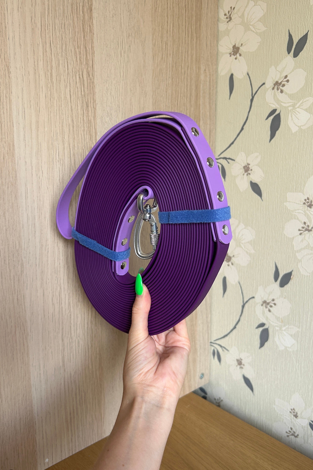 10m Longline Dog Lead in Plum and Amethyst