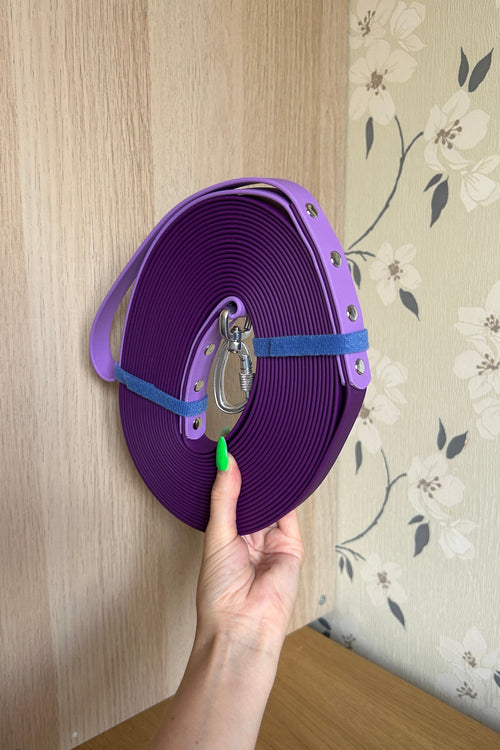 10m Longline Dog Lead in Plum and Amethyst