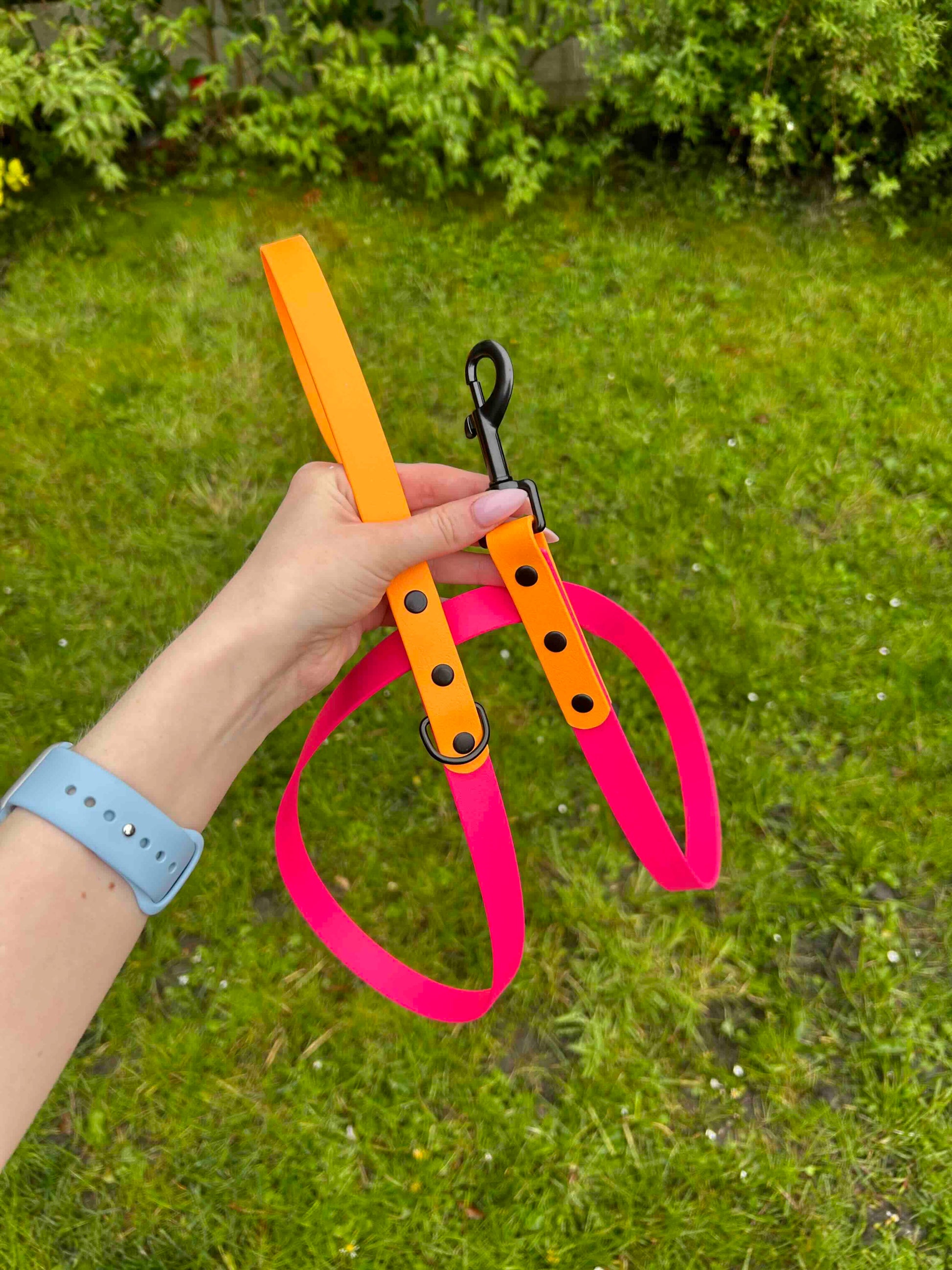 Two Tone Biothane Lead in Fuschia and Peach image 1