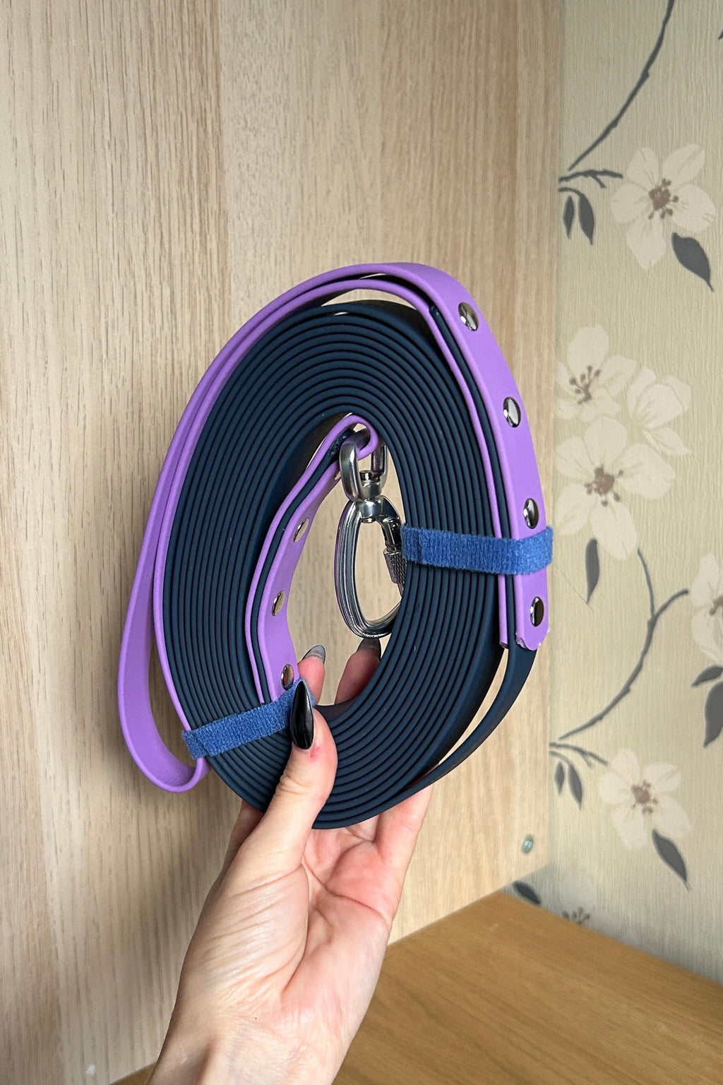 Longline Dog Lead in Navy and Amethyst