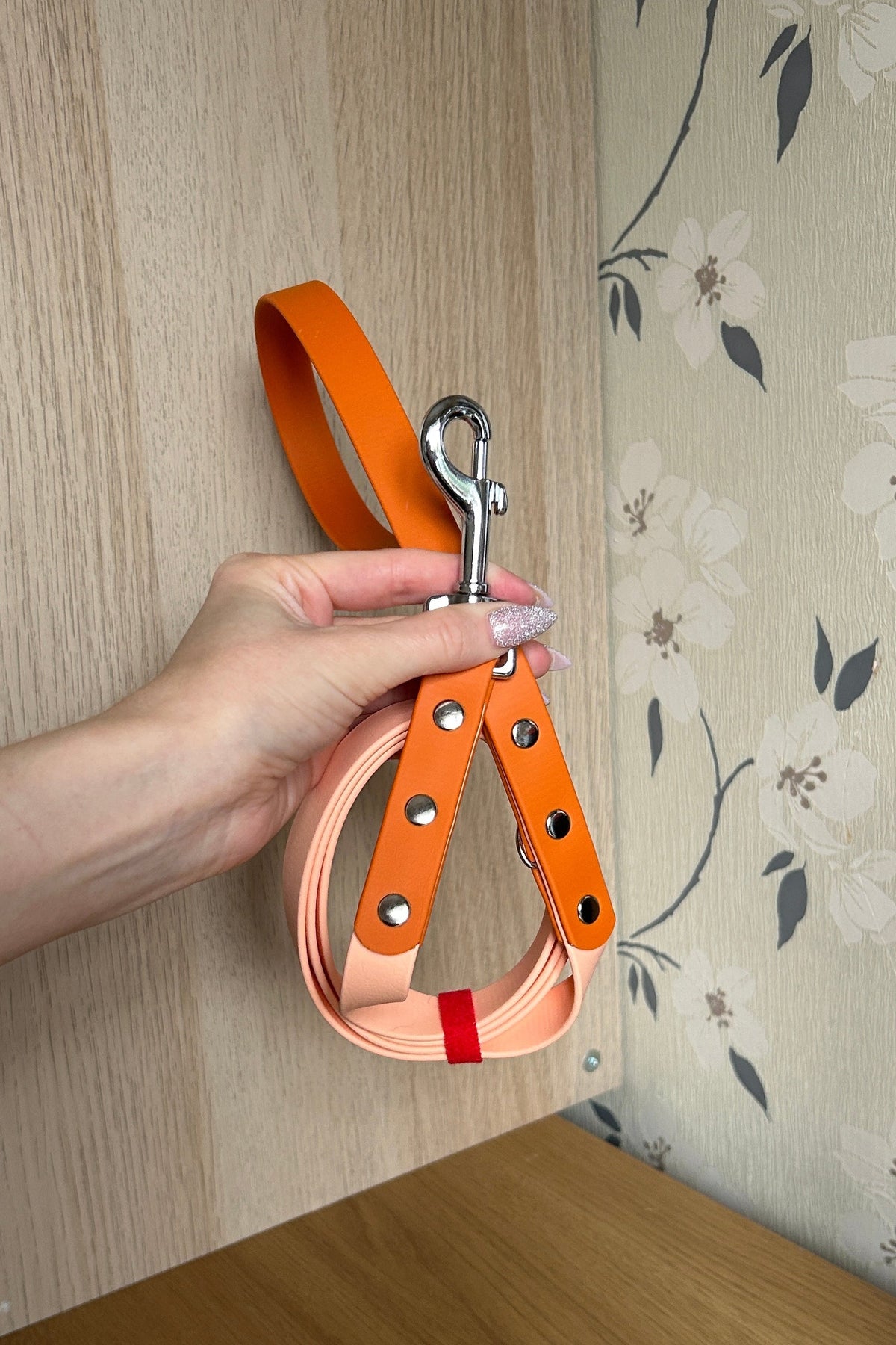 Two Tone Biothane Lead in Pastel Peach and Dusty Orange