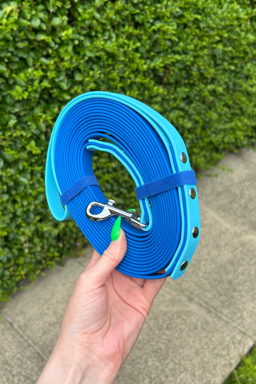 Custom Long Line Dog Lead in Deep Blue and Skyan