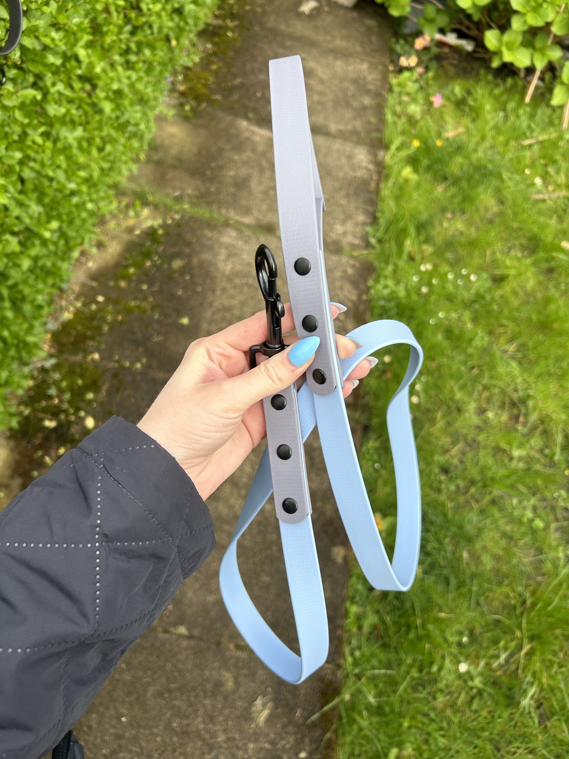 Two Tone Biothane Lead in Grey and Polar Blue image 0